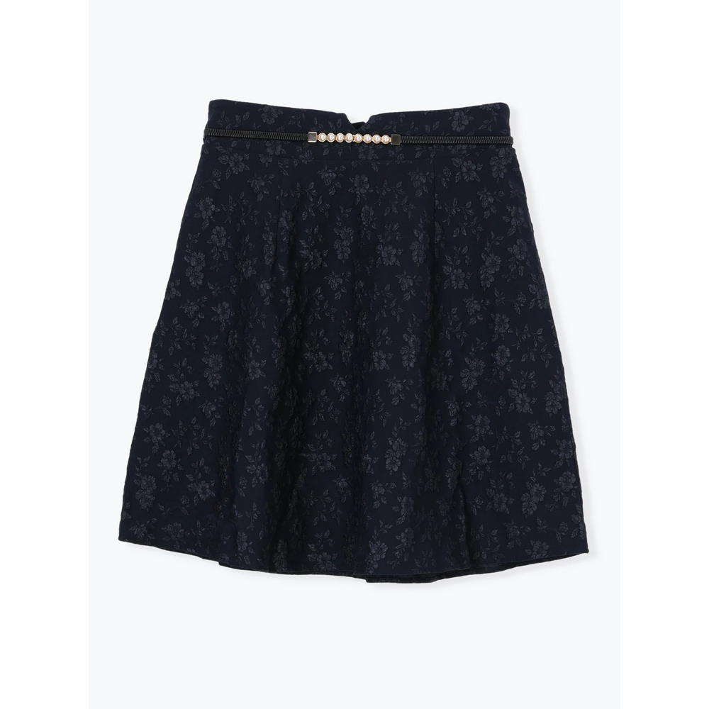 ベルト付き花柄ジャガードフレアスカート19