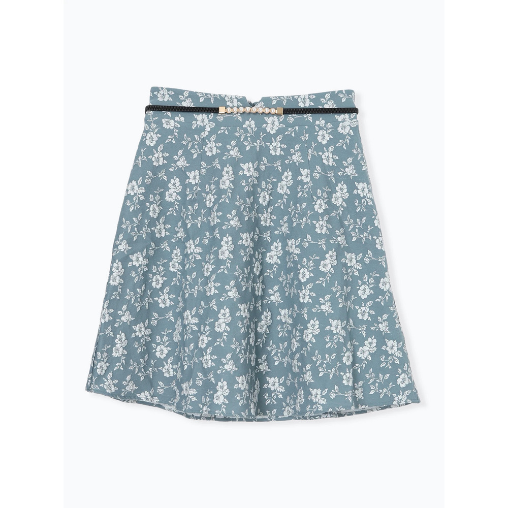 ベルト付き花柄ジャガードフレアスカート20