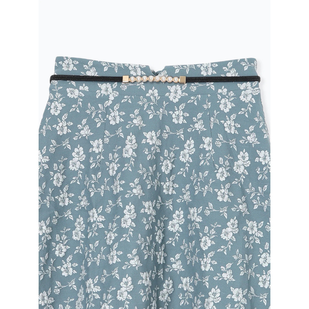 ベルト付き花柄ジャガードフレアスカート22