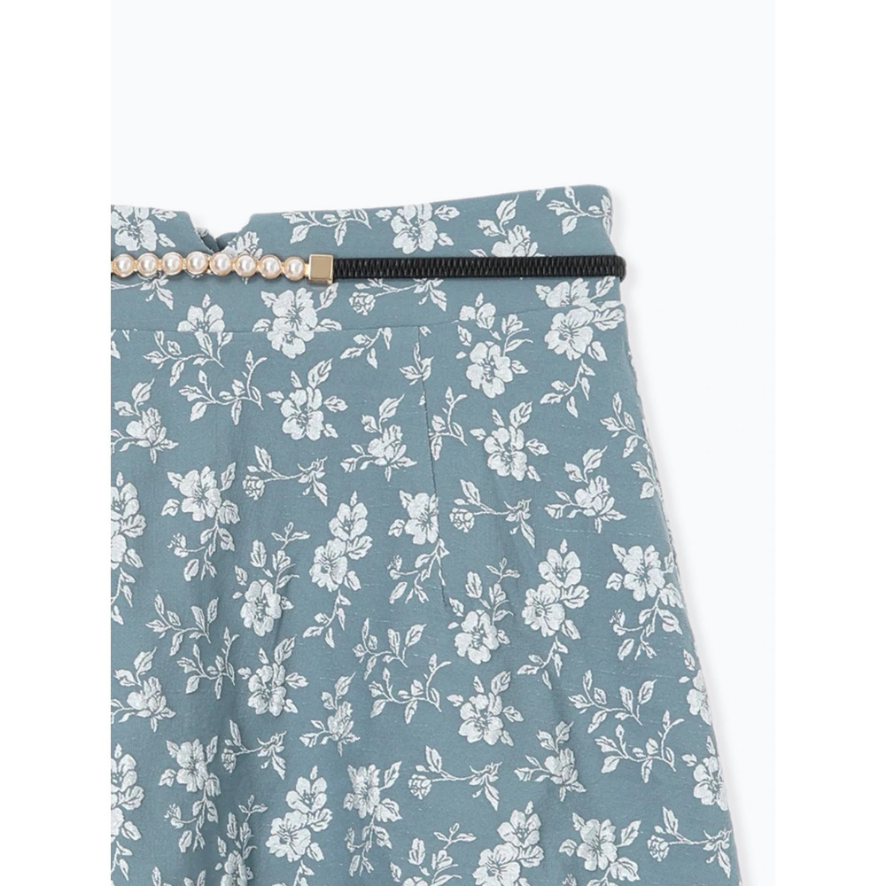 ベルト付き花柄ジャガードフレアスカート23