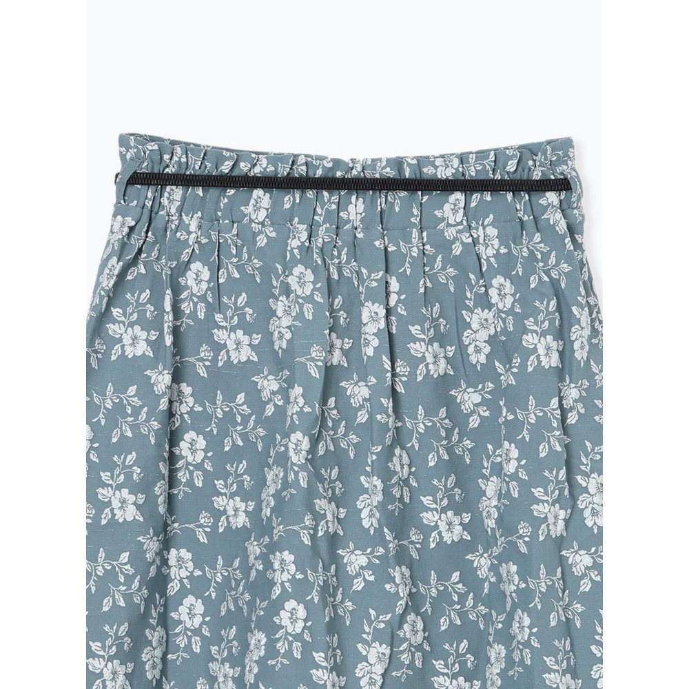 ベルト付き花柄ジャガードフレアスカート25