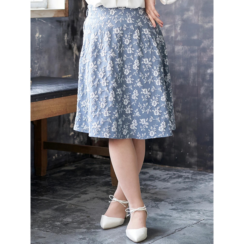 ベルト付き花柄ジャガードフレアスカート27