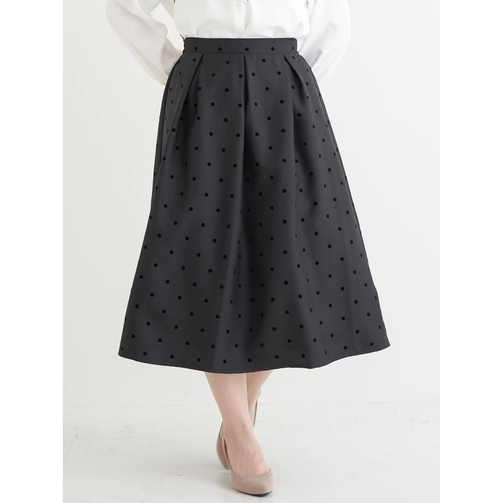 フロッキープリントミディスカート(花柄・ドット柄)11