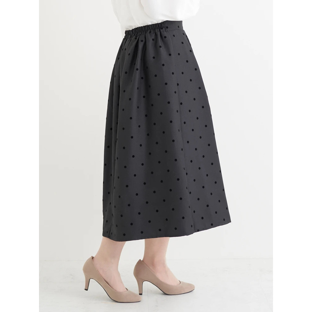 フロッキープリントミディスカート(花柄・ドット柄)12