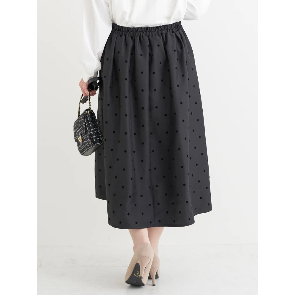 フロッキープリントミディスカート(花柄・ドット柄)13