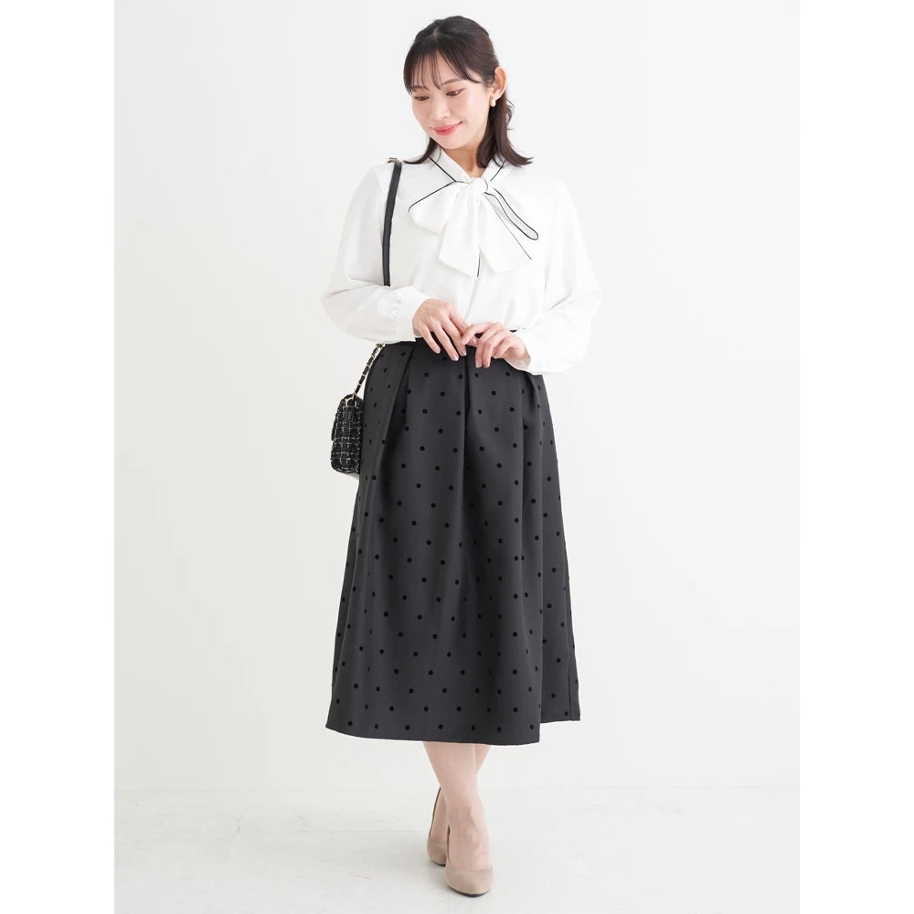フロッキープリントミディスカート(花柄・ドット柄)14
