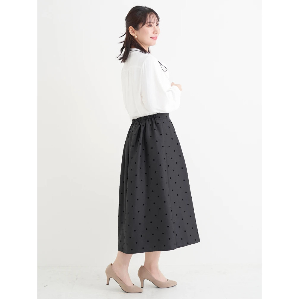 フロッキープリントミディスカート(花柄・ドット柄)17