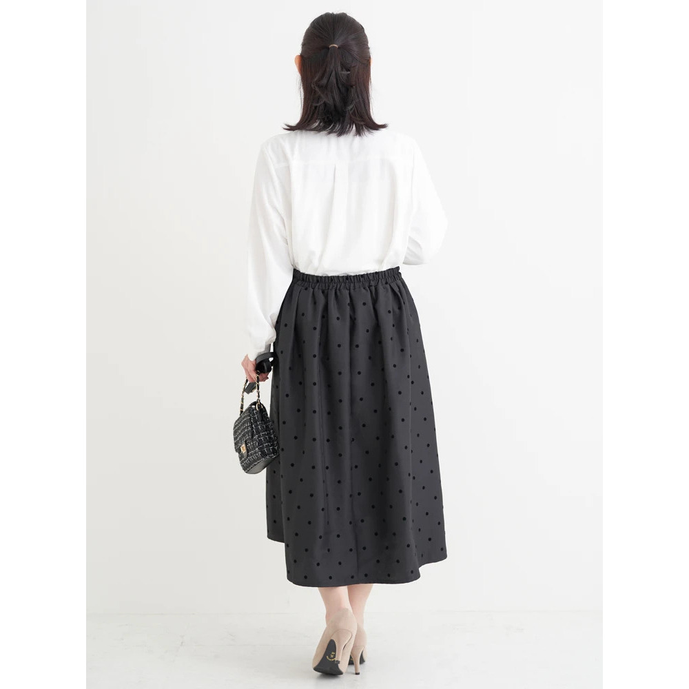 フロッキープリントミディスカート(花柄・ドット柄)18