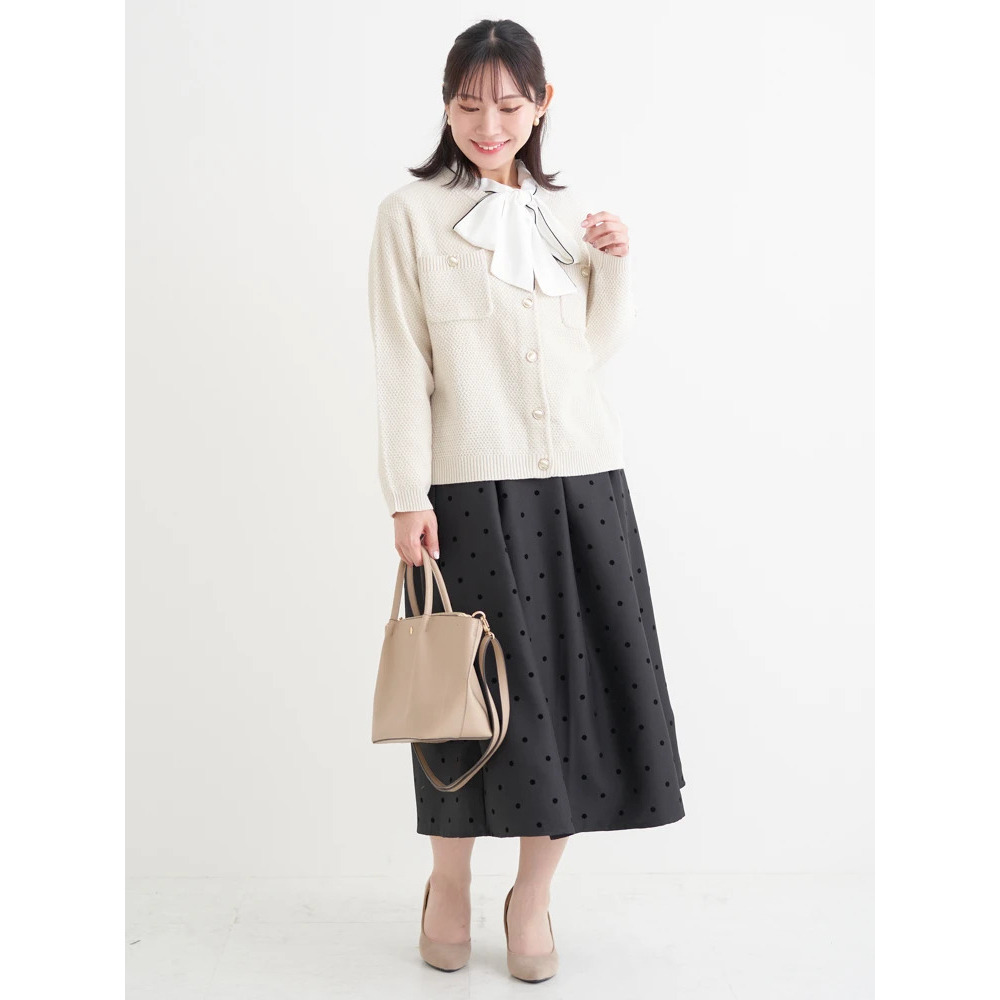 フロッキープリントミディスカート(花柄・ドット柄)19