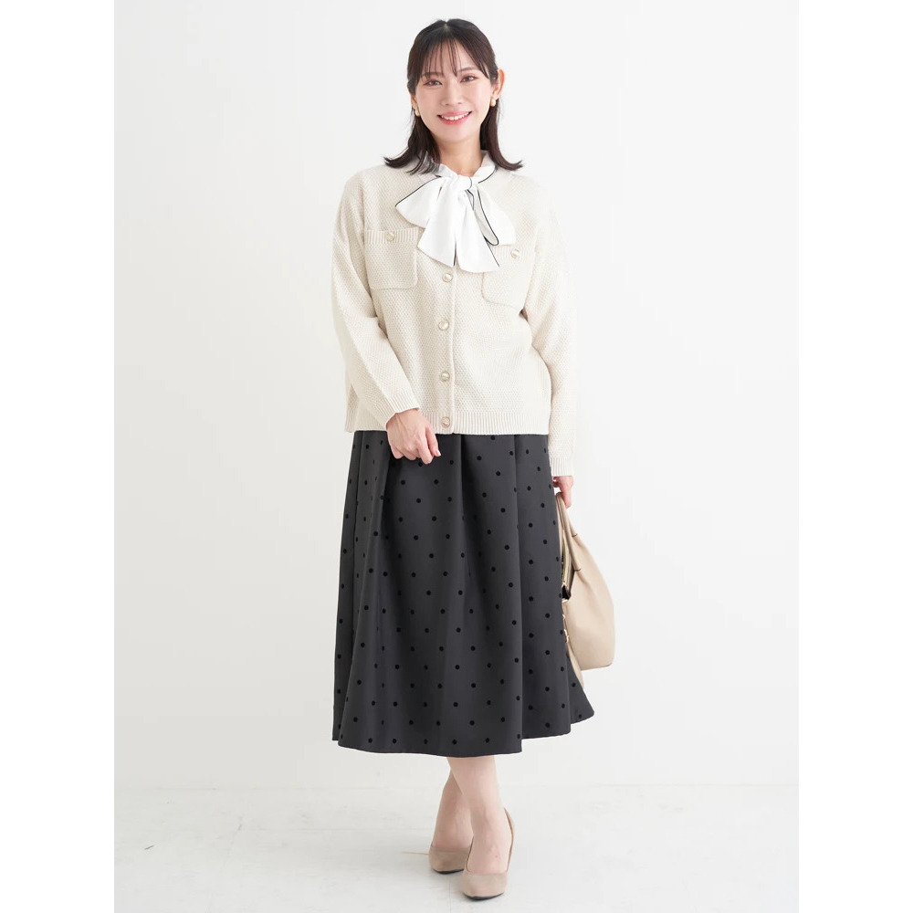 フロッキープリントミディスカート(花柄・ドット柄)21