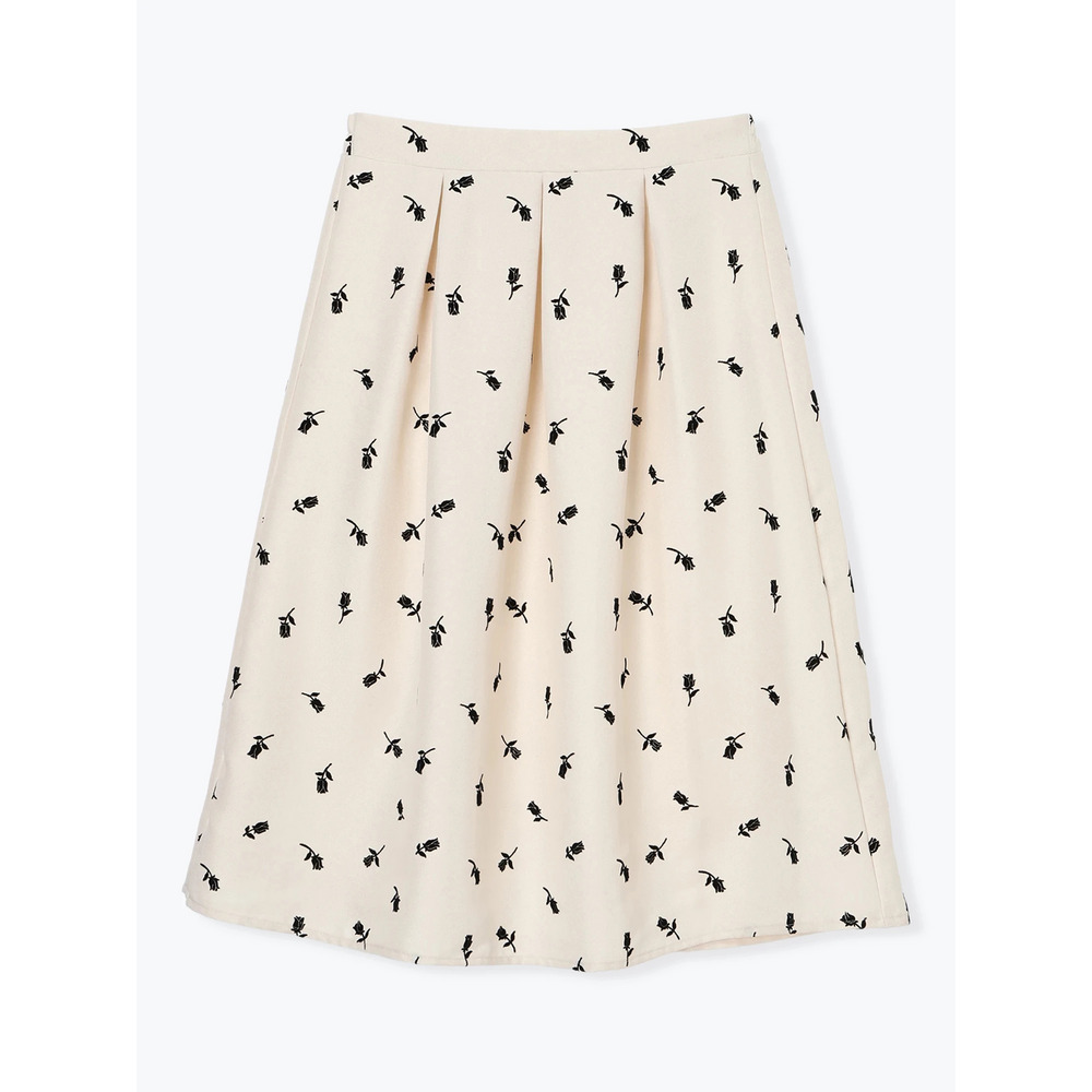 フロッキープリントミディスカート(花柄・ドット柄)23