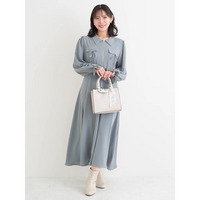 ポケットリボンハーフZIPワンピース（無地・花柄）