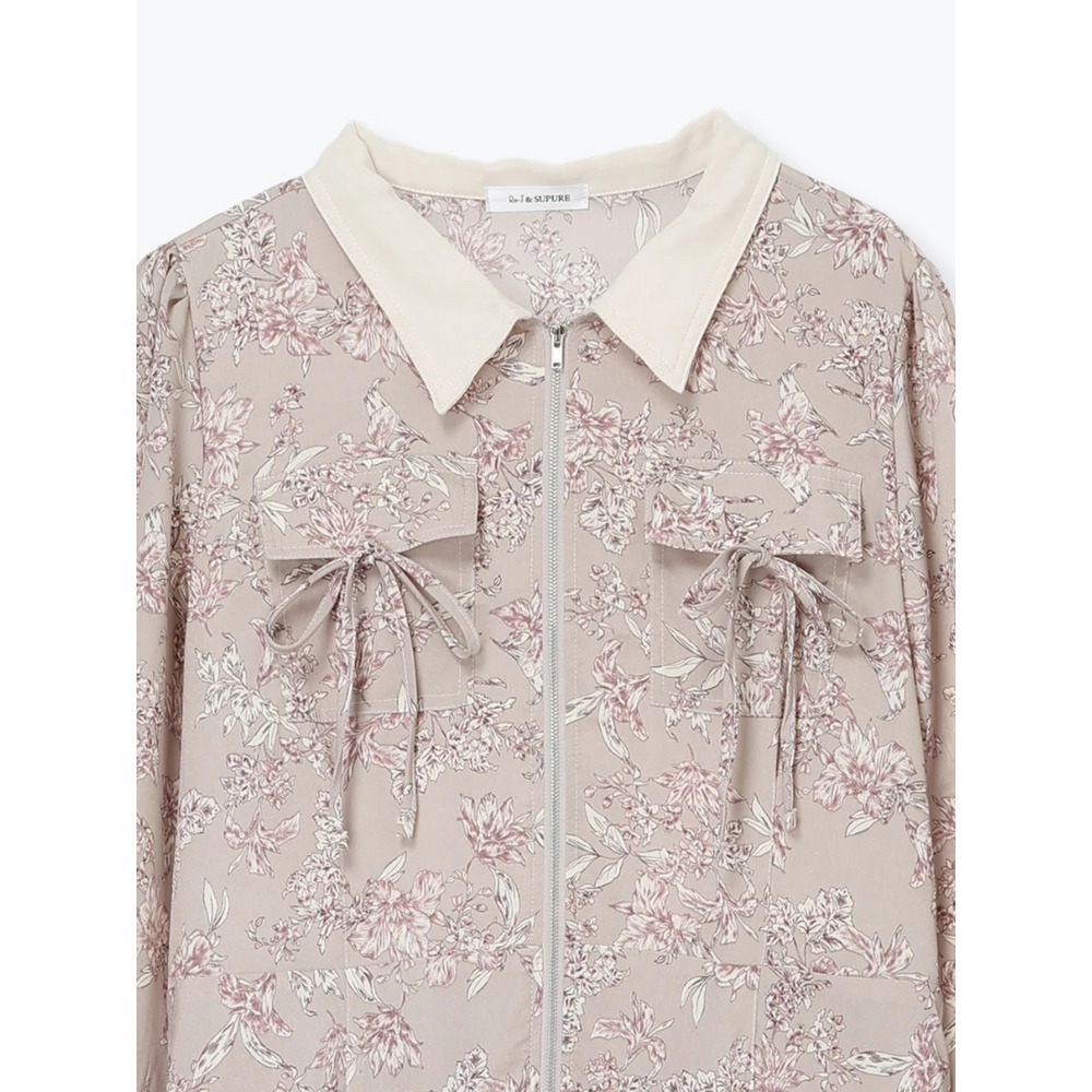 ポケットリボンハーフZIPワンピース(無地・花柄)20