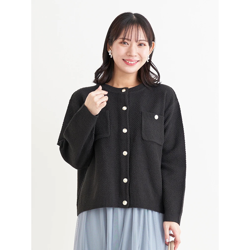 クルーネックカノコラメニットカーディガン