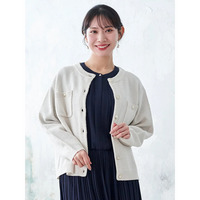 クルーネックカノコラメニットカーディガン