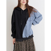 デニム切り替えBACKロゴパーカー