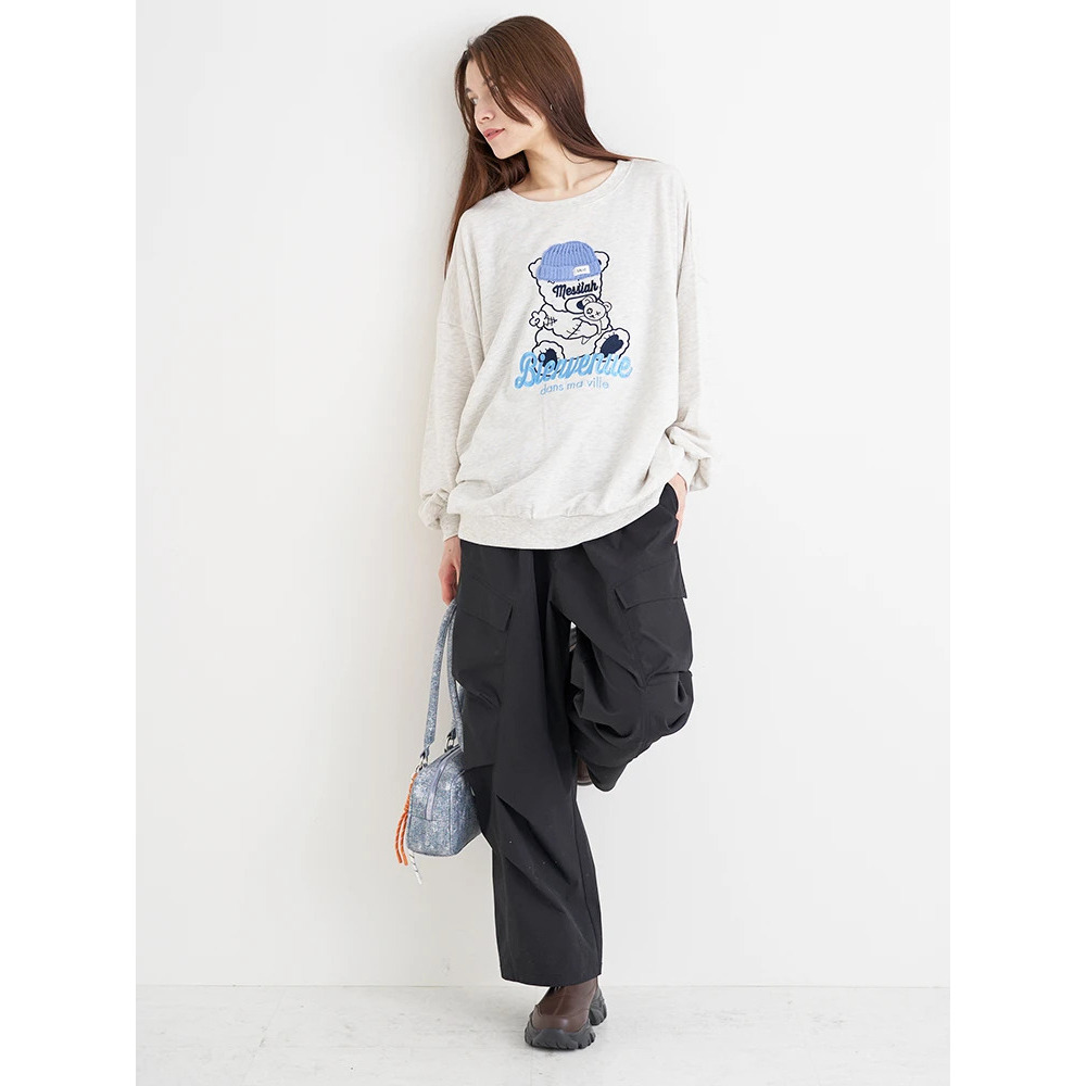 ニット帽くま刺繍裏毛プルオーバー13