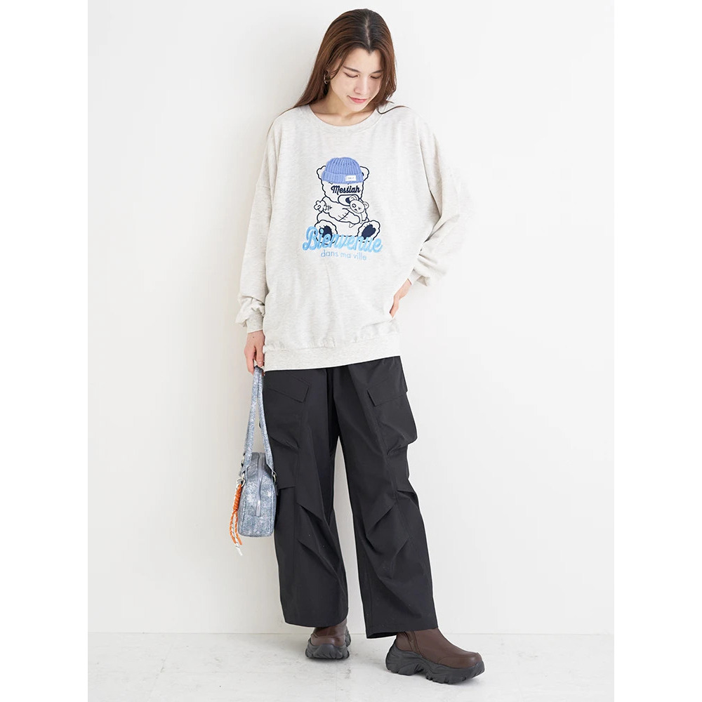 ニット帽くま刺繍裏毛プルオーバー14