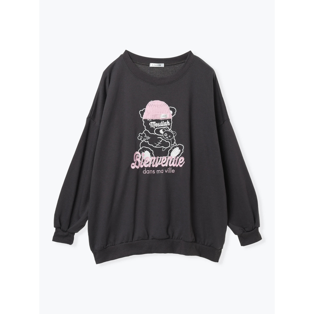 ニット帽くま刺繍裏毛プルオーバー16