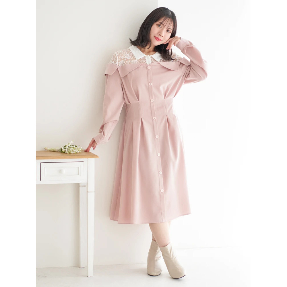 【WEB限定】レースオフショルドッキングワンピース