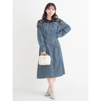 【WEB限定】レースオフショルドッキングワンピース