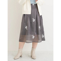 花柄刺繍オーガンジースカート