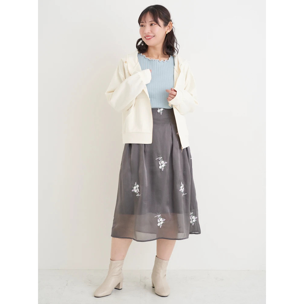 花柄刺繍オーガンジースカート4
