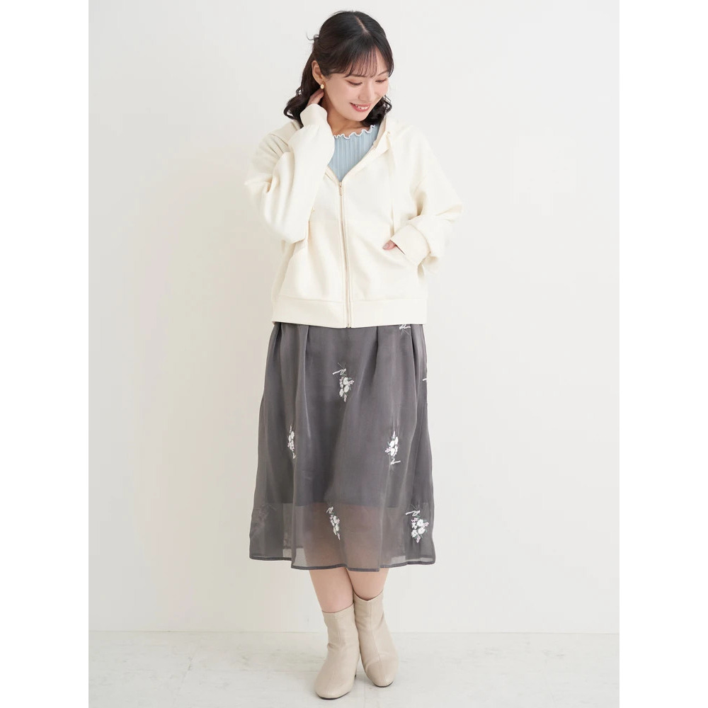 花柄刺繍オーガンジースカート6