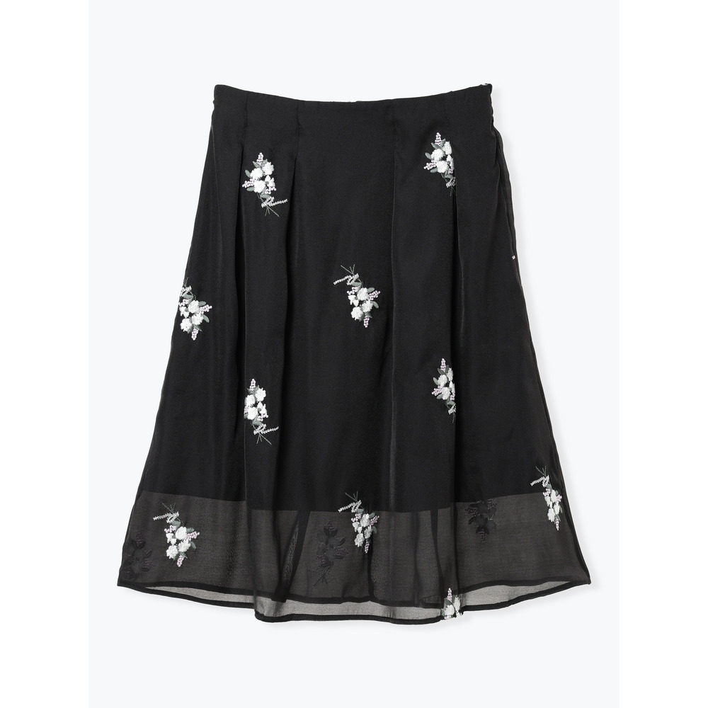 花柄刺繍オーガンジースカート1