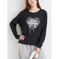 ハートロゴ×レースアップ リブロングTシャツ