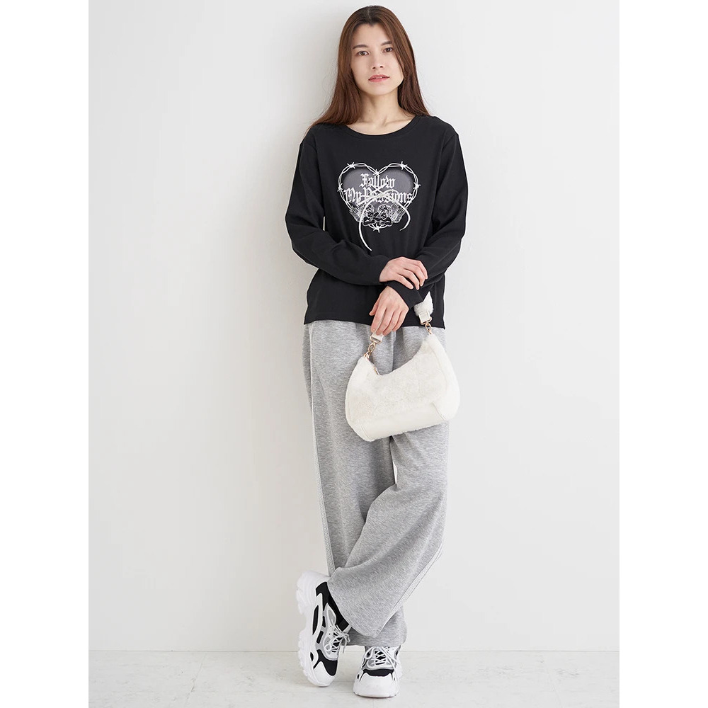 ハートロゴ×レースアップ リブロングTシャツ12