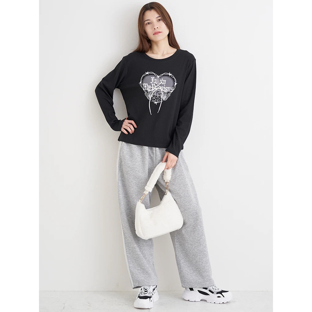 ハートロゴ×レースアップ リブロングTシャツ14