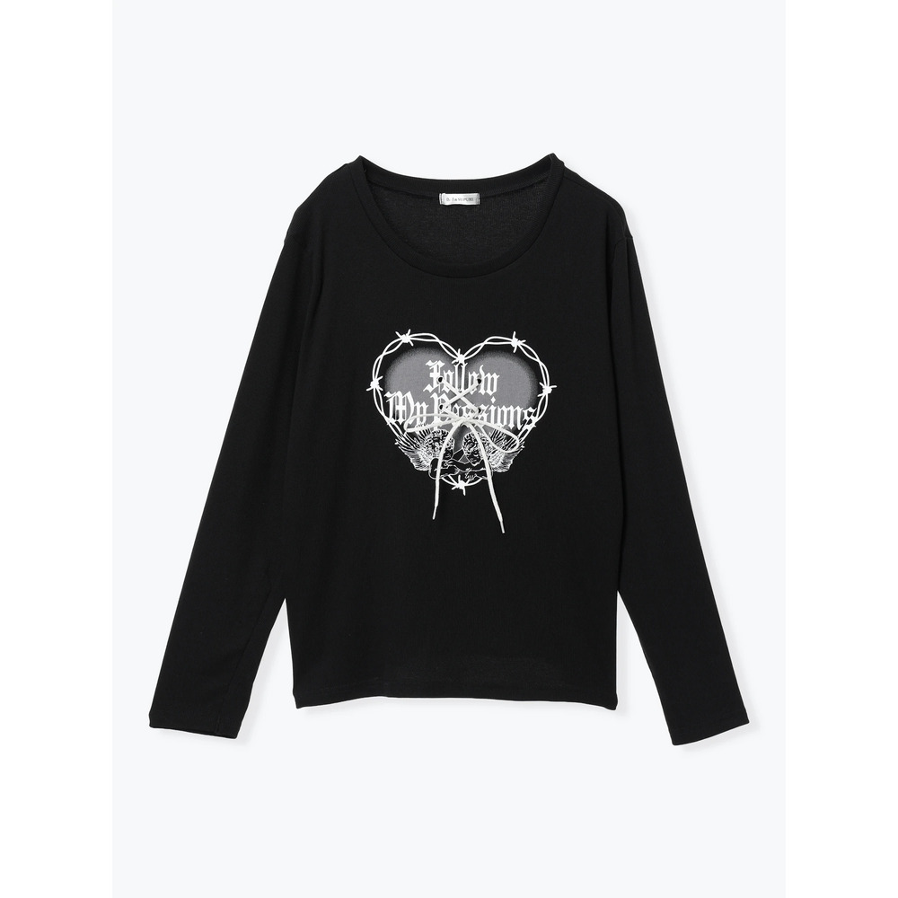 ハートロゴ×レースアップ リブロングTシャツ15