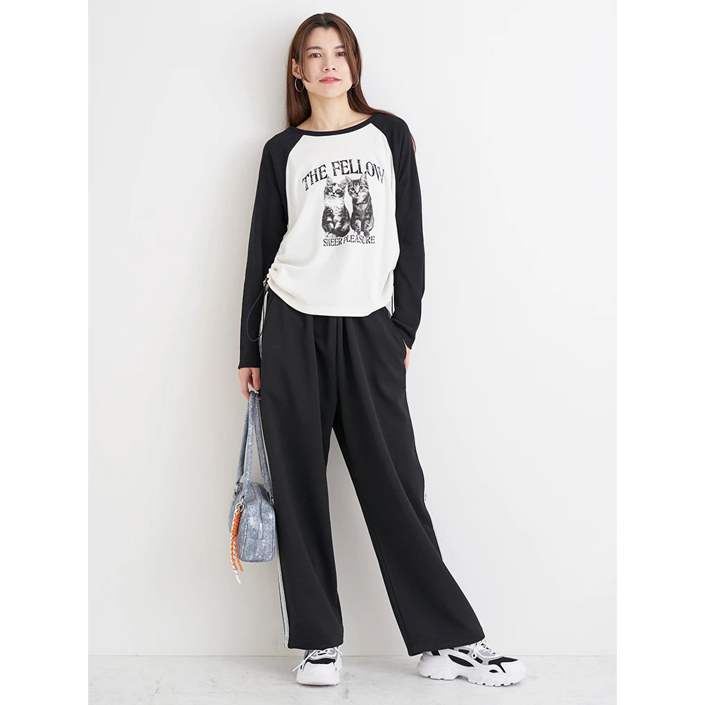 ネコプリント ラグランリブロングTシャツ11