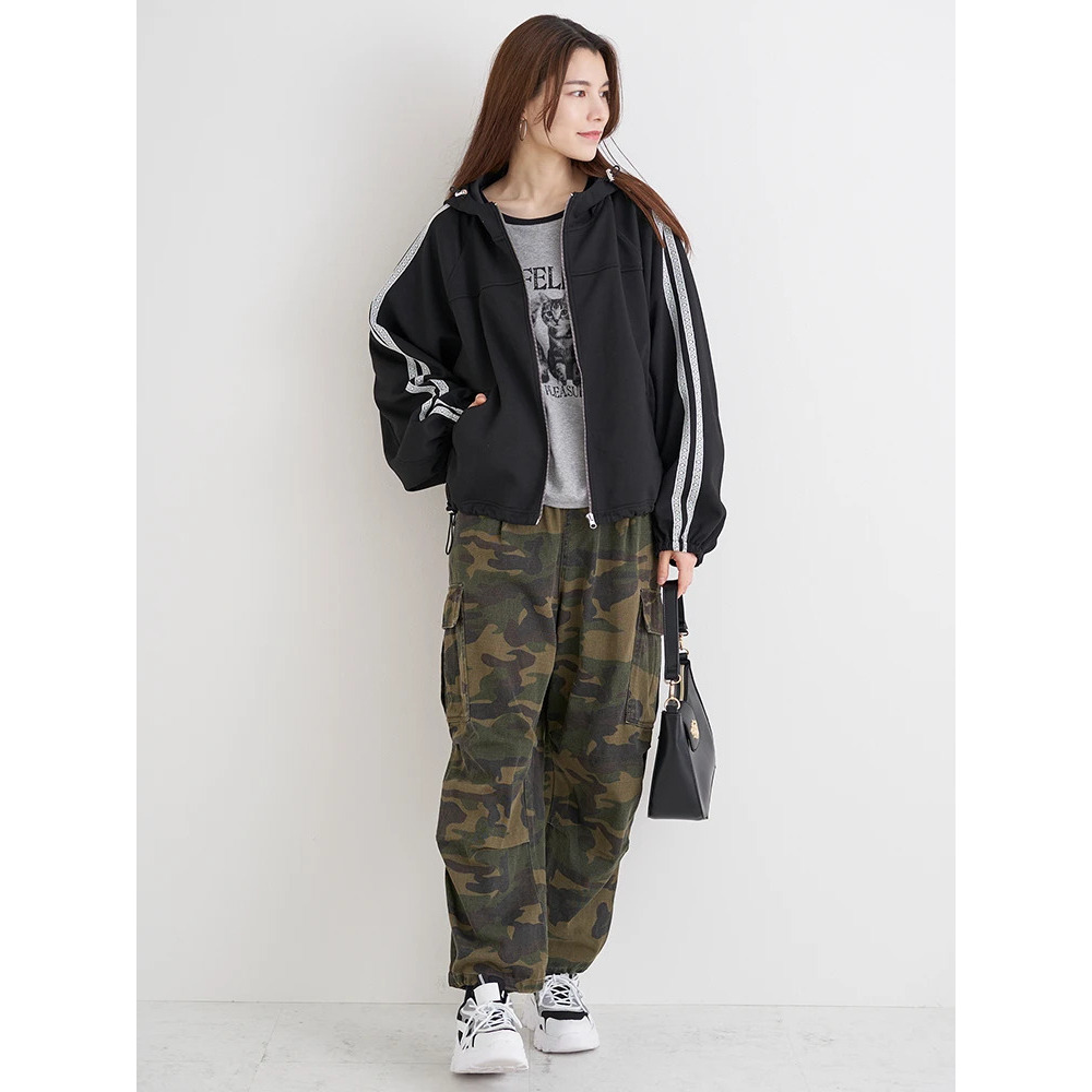 ネコプリント ラグランリブロングTシャツ20