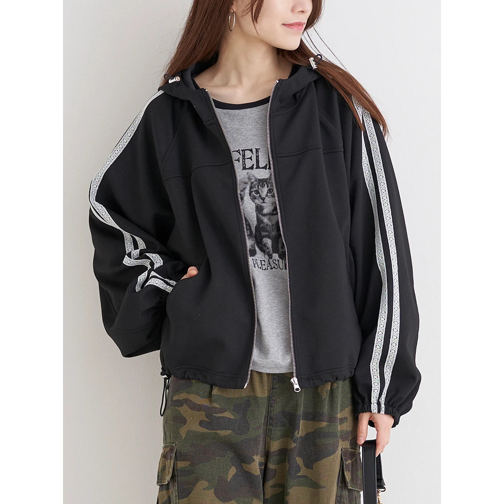 肩レースダンボールZIPパーカー