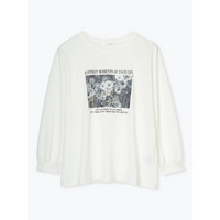 フラワーフォト×ロゴ刺繍ロングTシャツ