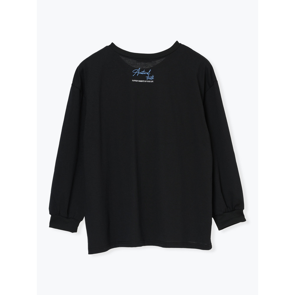 フラワーフォト×ロゴ刺繍ロングTシャツ2