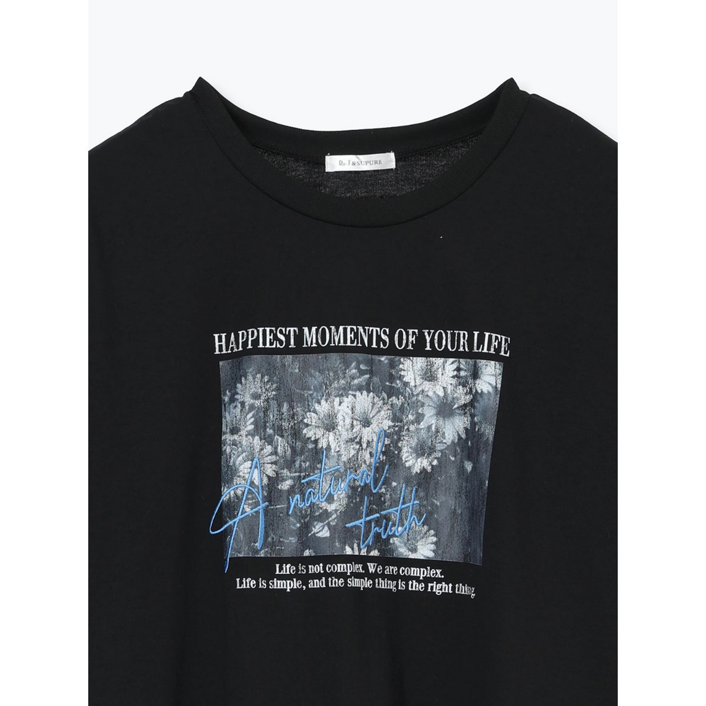 フラワーフォト×ロゴ刺繍ロングTシャツ3