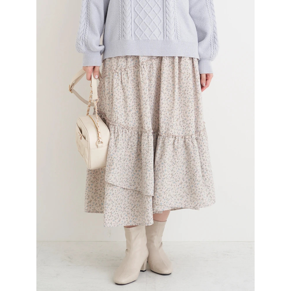 花柄アシメティアードスカート