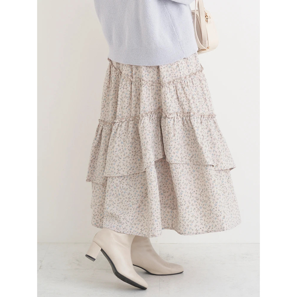 花柄アシメティアードスカート3