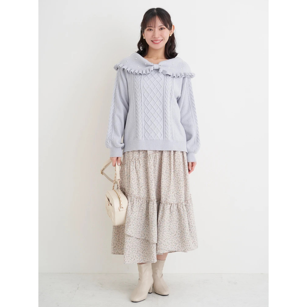 花柄アシメティアードスカート5