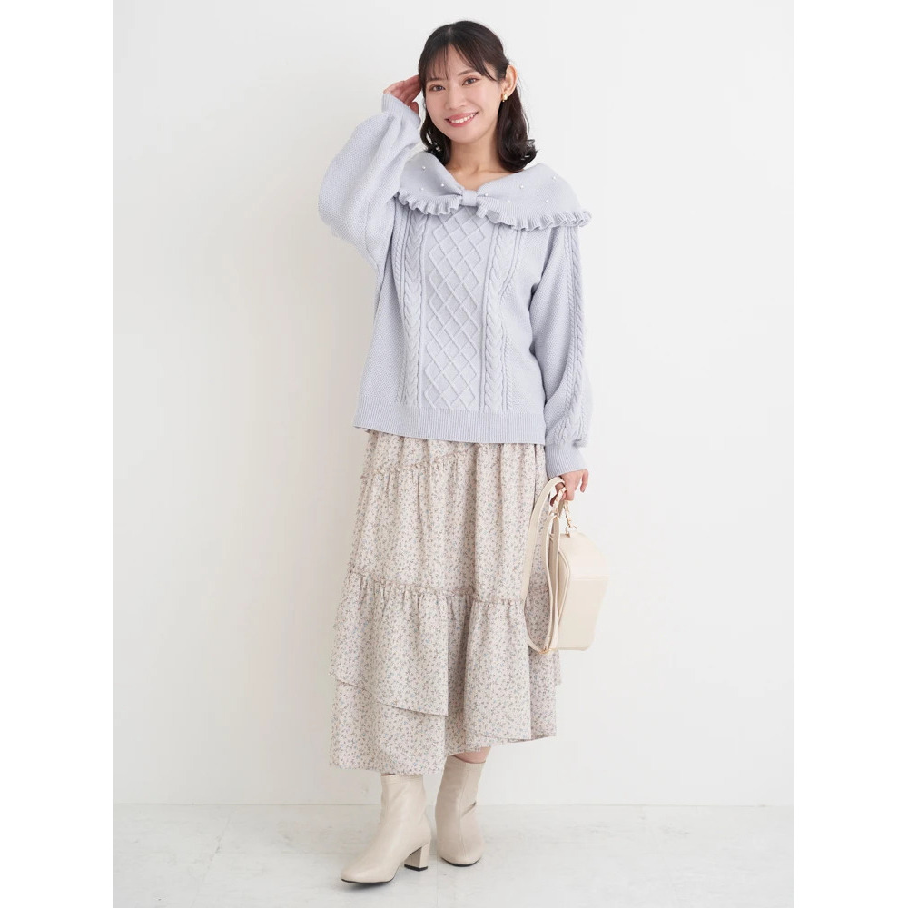 花柄アシメティアードスカート7