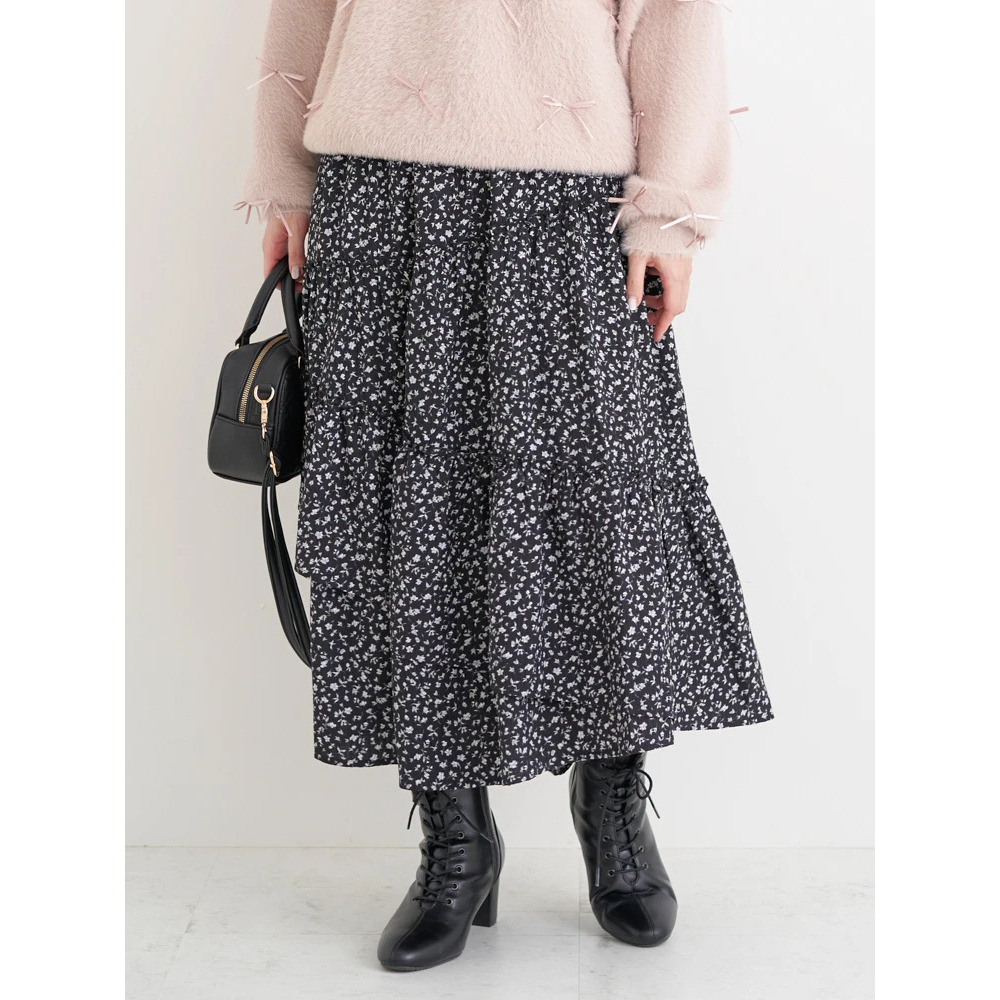 花柄アシメティアードスカート1