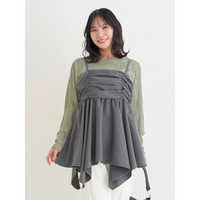 【WEB限定】シャーリングヘムキャミソール（無地・チェック柄）