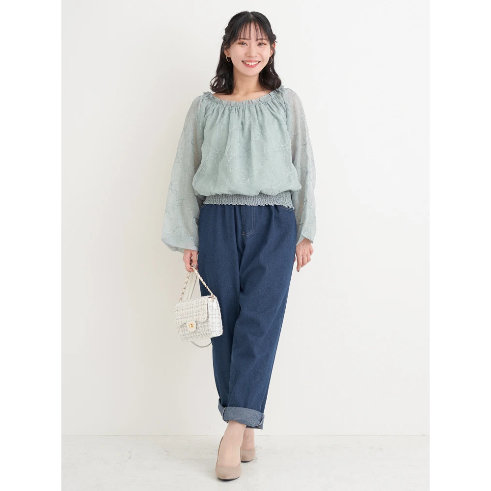 【WEB限定】フラワーラメ刺繍オフショルブラウス10