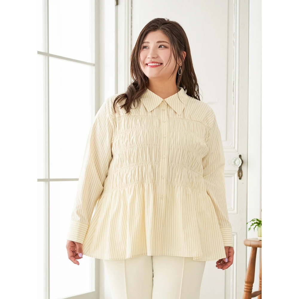 【Sasaki Mikiコラボ】ストライプシャーリングブラウス2