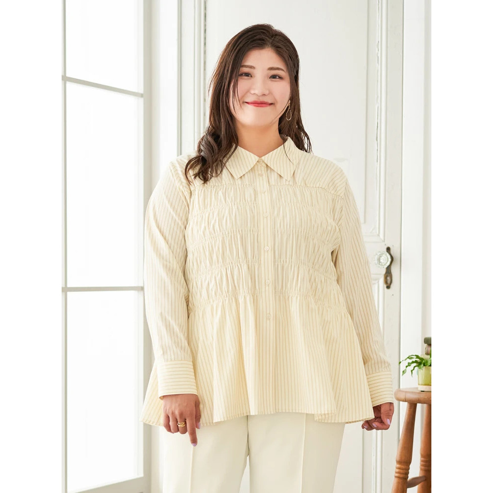 【Sasaki Mikiコラボ】ストライプシャーリングブラウス1