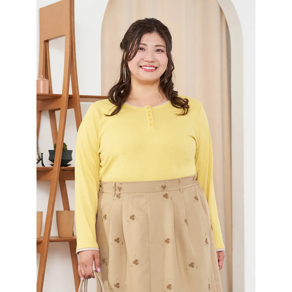 【Sasaki Mikiコラボ】前後2Way配色ヘンリーネックトップス