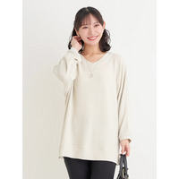 ネックレス付きリブラメニットドルマンプルオーバー